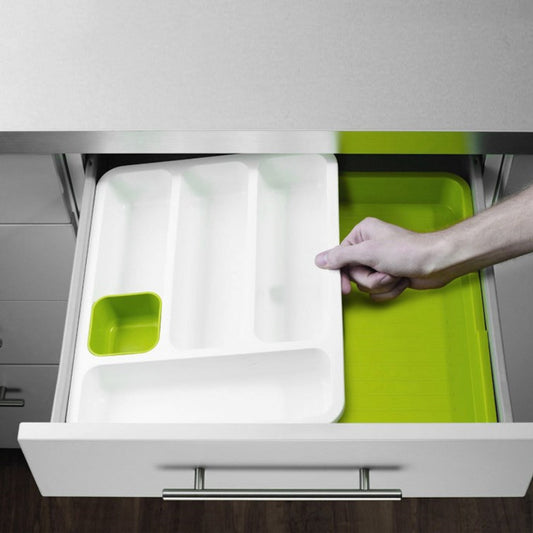 Retractable 2-Tier Plastic Kitchen Drawer Organizer