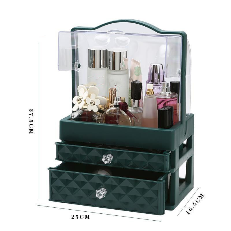 Cosmetic Storage Box with Drawer and Jewelry Organizer