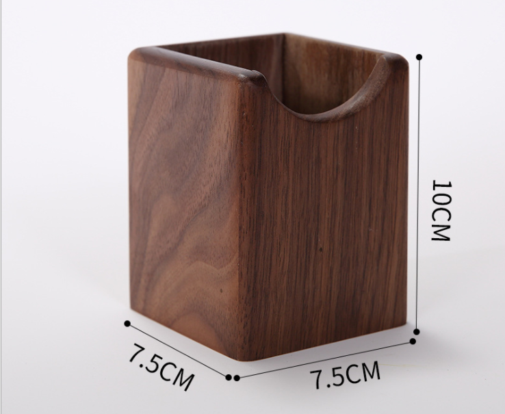 Bamboo and Wood Square Desktop Stationery & Makeup Organizer