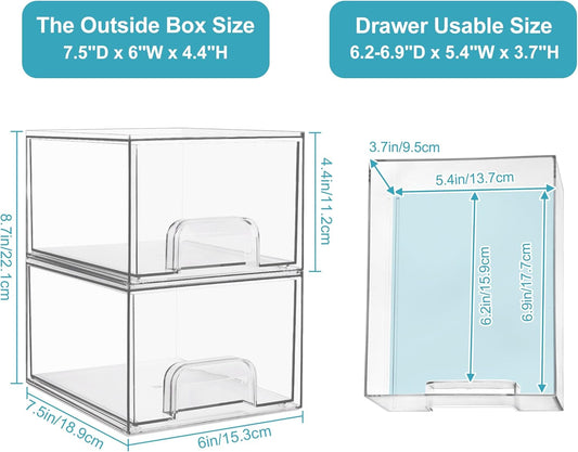 Clear Stackable Storage Drawers - Acrylic Makeup Organizer