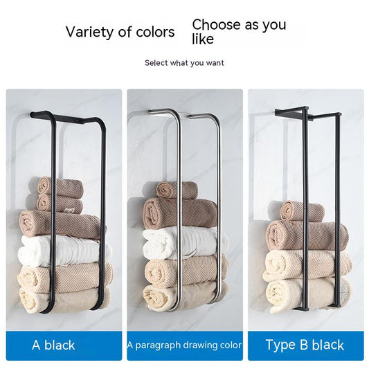 Wall Mounted Stainless Steel Towel Rack - No-Drill Design