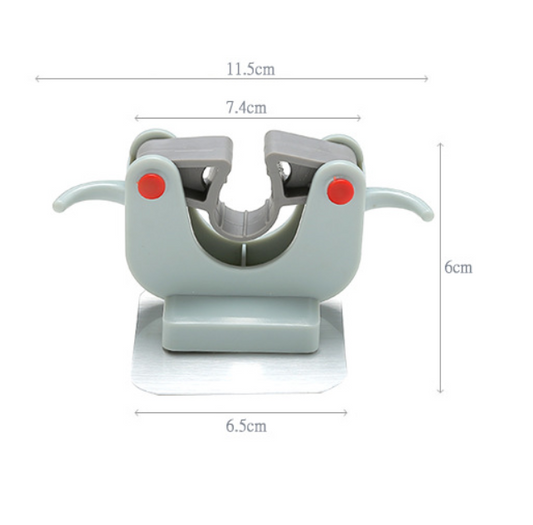 Nail-Free Wall Mount Mop and Broom Holder with Double Hooks