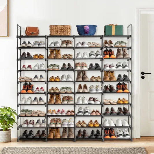 10-Tier Metal Shoe Rack Organizer - Holds Up to 80 Pairs