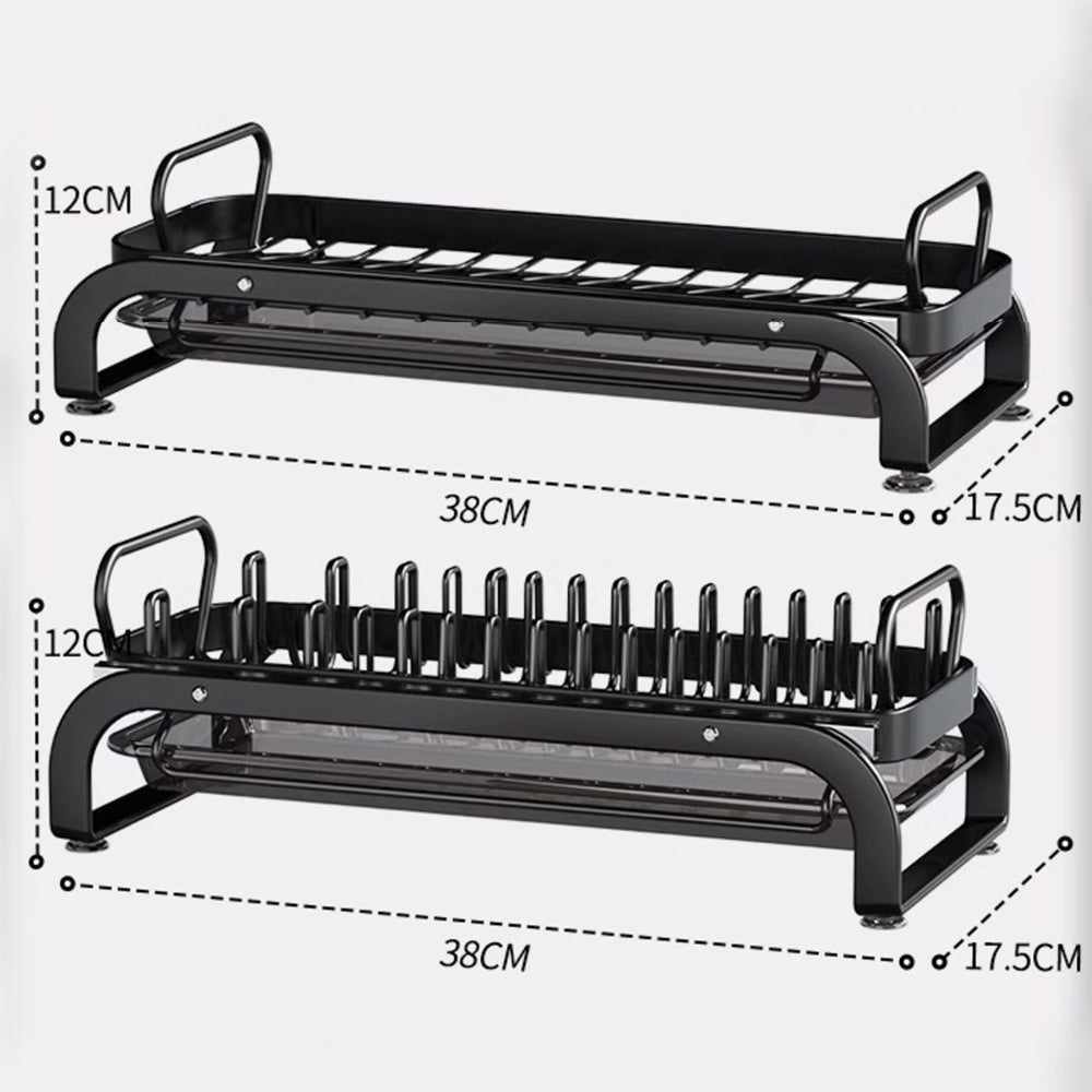 Pull-Out Carbon Steel Dish Rack & Drawer Organizer