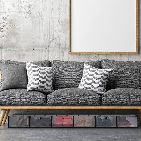 6-Pack Stackable & Collapsible PP Plastic Shoe Storage Bins