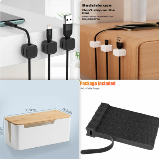 Magnetic Under-Desk Cable Clips - 6 Pack Cord Organizer