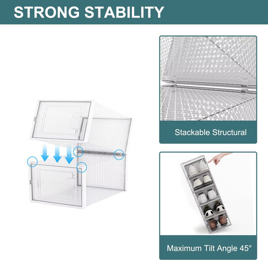 12-Pack Stackable Clear Plastic Shoe Storage Boxes