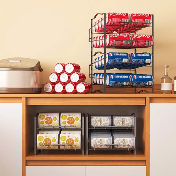 Set of 2 Metal Soda Can Organizer Racks for Refrigerator