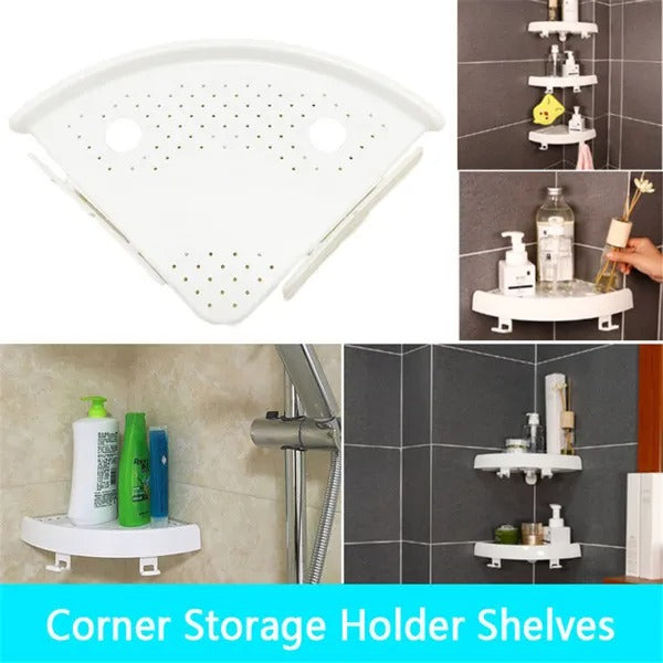 No-Drill Bathroom Corner Wall Shelf Storage Organizer