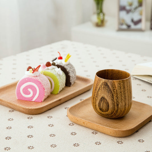 Square Wooden Tea and Cutlery Serving Tray - 5.4 x 5.4 In