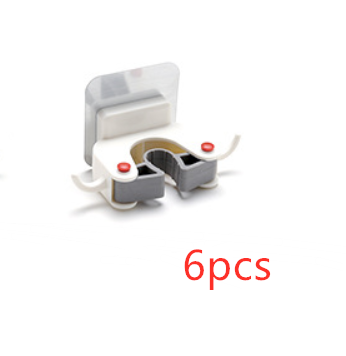 Nail-Free Wall Mount Mop and Broom Holder with Double Hooks