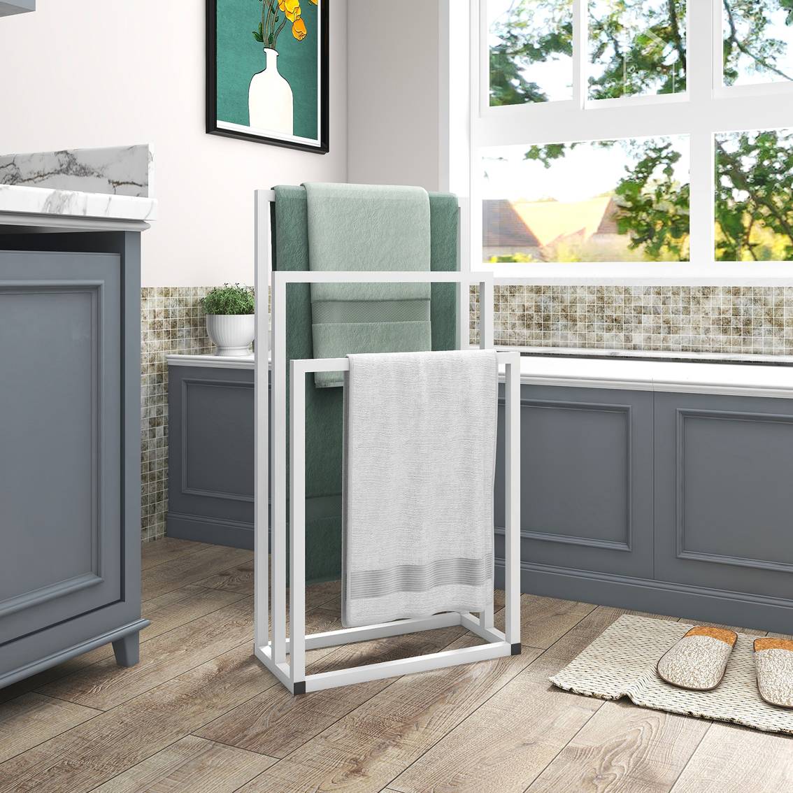 Metal Towel Rack 3 Tiers Hand Towel Holder Organizer For Bathroom Accessories