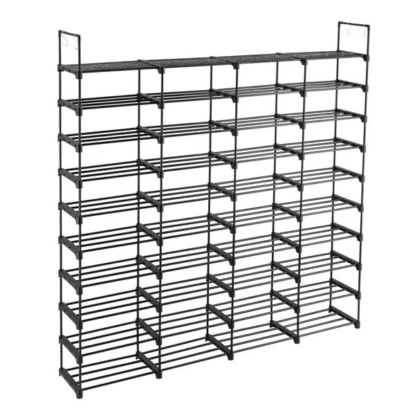 10-Tier Metal Shoe Rack Organizer - Holds Up to 80 Pairs