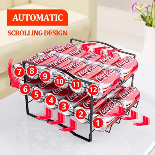 Set of 2 Metal Soda Can Organizer Racks for Refrigerator