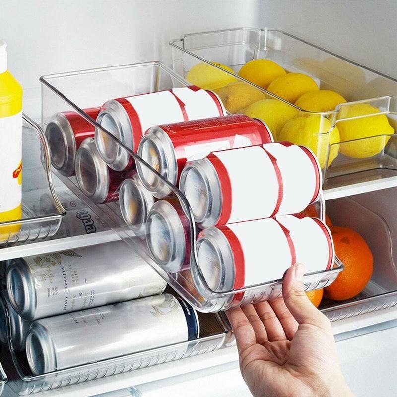 Clear Plastic Beverage Organizer for Fridge & Kitchen