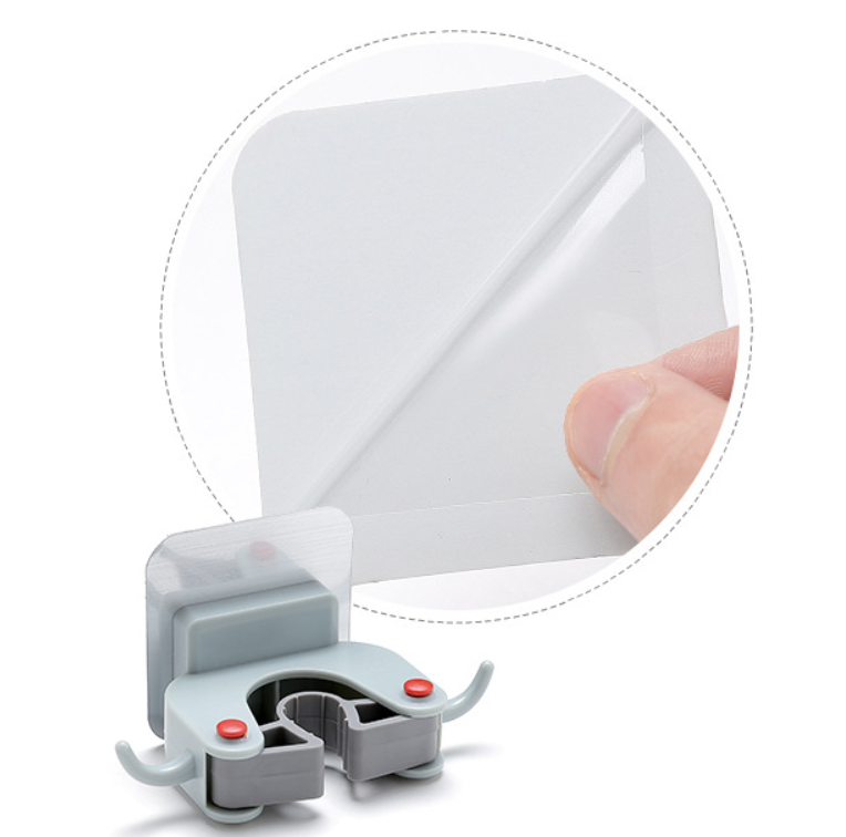 Nail-Free Wall Mount Mop and Broom Holder with Double Hooks