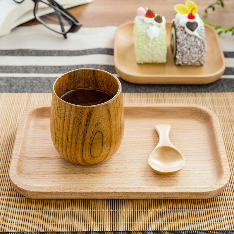 Square Wooden Tea and Cutlery Serving Tray - 5.4 x 5.4 In