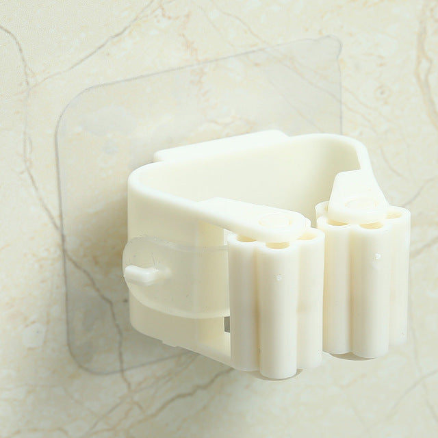 Nail-Free Adhesive Mop and Broom Wall Holder