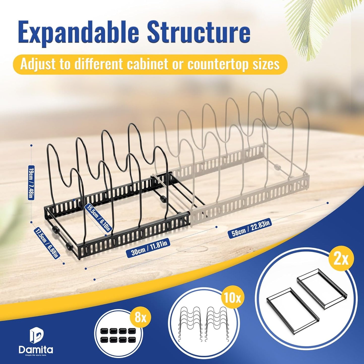 2-Pack Expandable Pot Lid and Pan Organizer Rack