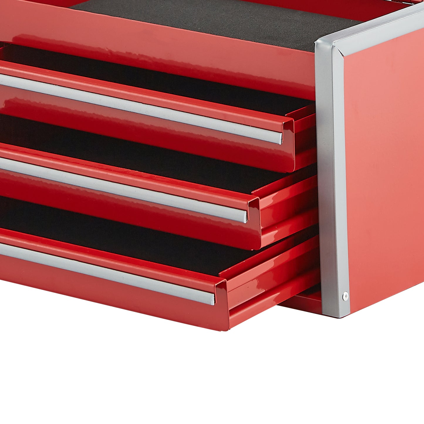 Mini 8.6" Metal Tool Box with 3 Drawers - Red Steel Organizer