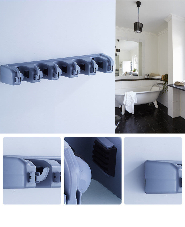 Wall-Mounted Plastic Mop and Broom Holder Clip