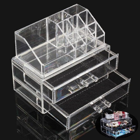 Clear Acrylic Cosmetic Storage Box | Foldable Makeup Case
