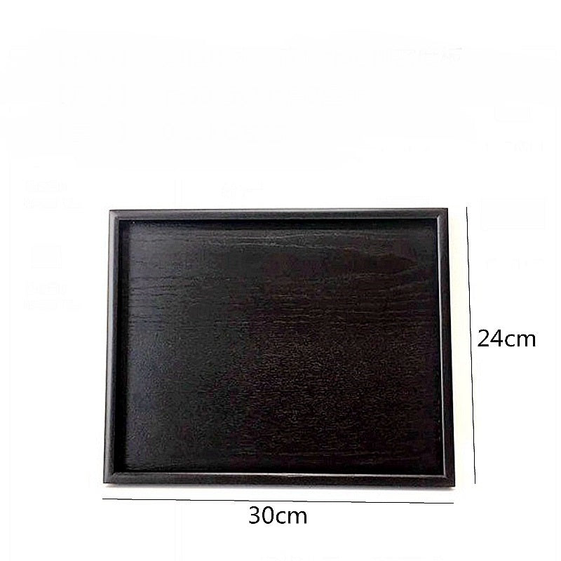 New Cutlery Black Rectangular Wooden Tray