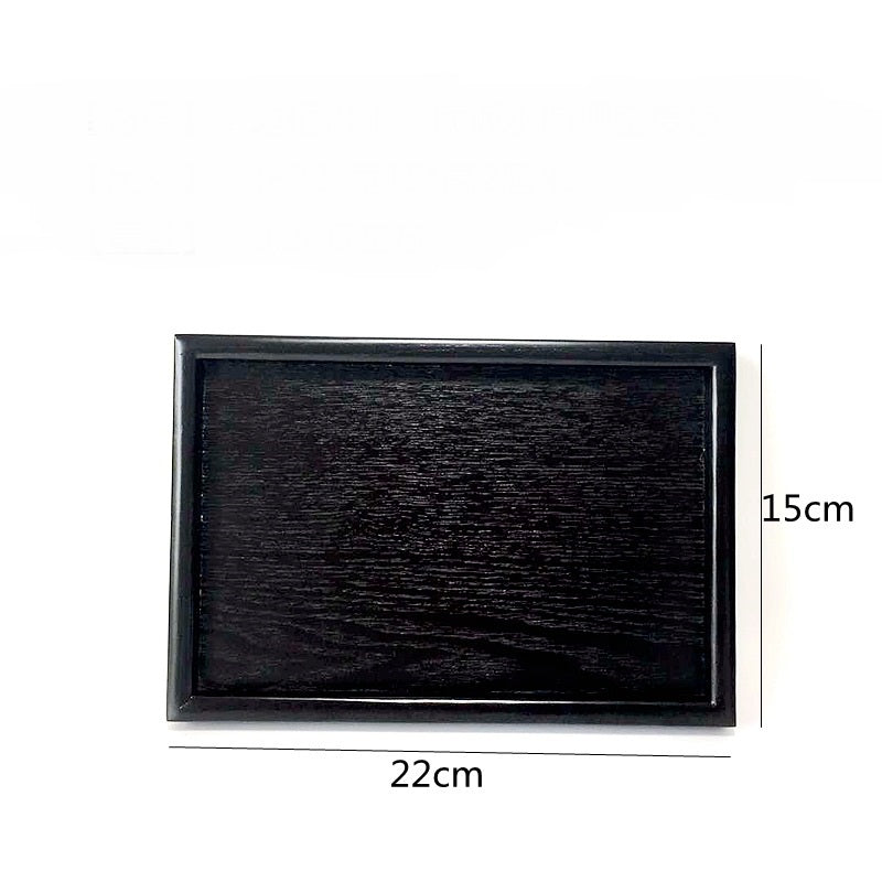 New Cutlery Black Rectangular Wooden Tray
