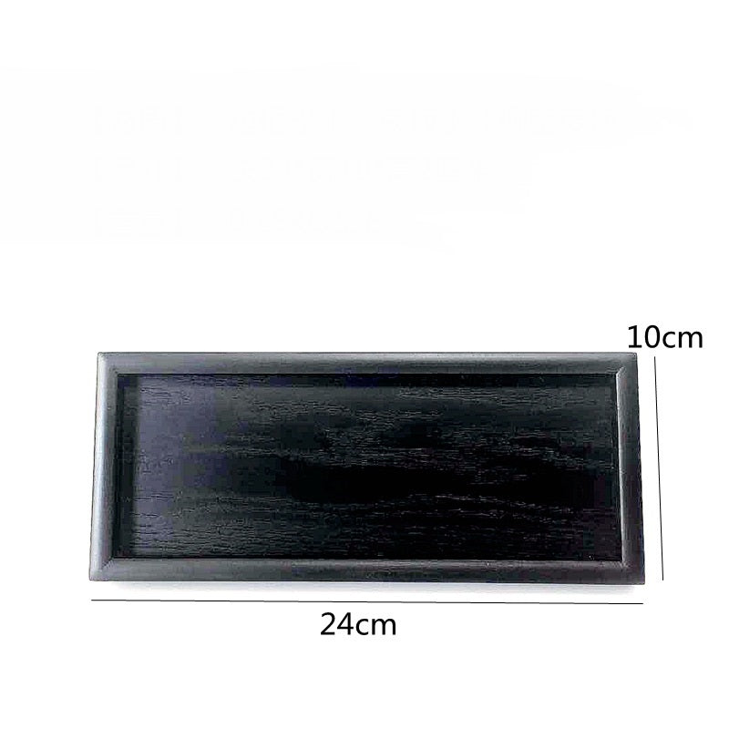 New Cutlery Black Rectangular Wooden Tray