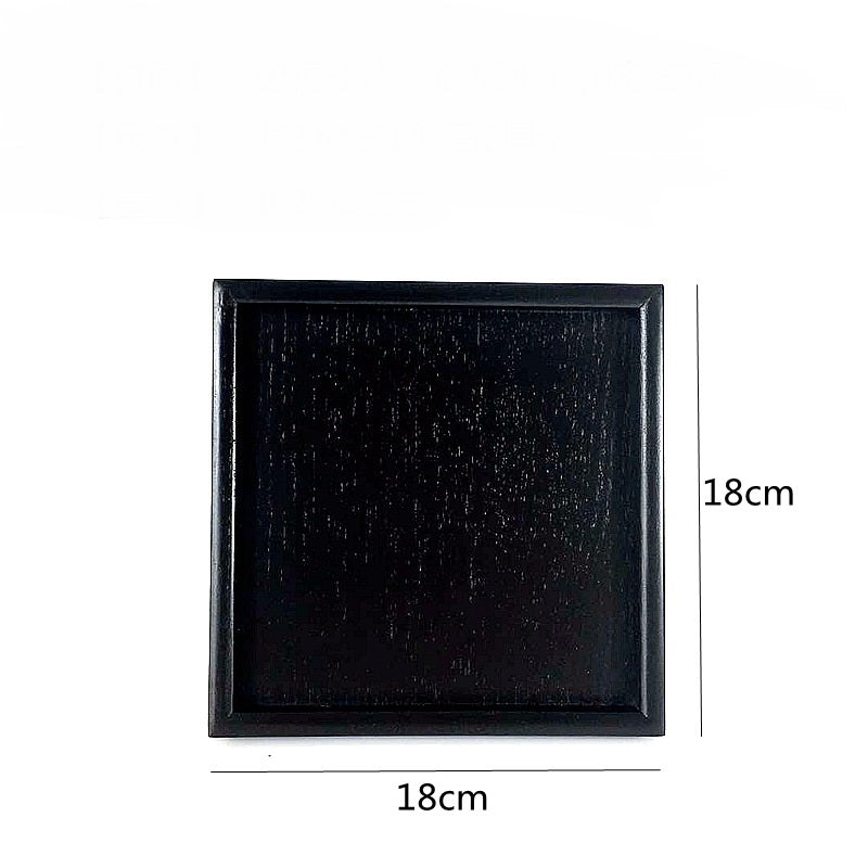 New Cutlery Black Rectangular Wooden Tray
