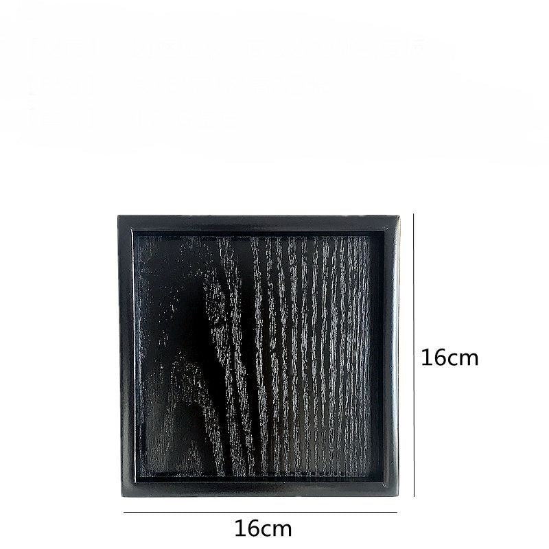 New Cutlery Black Rectangular Wooden Tray