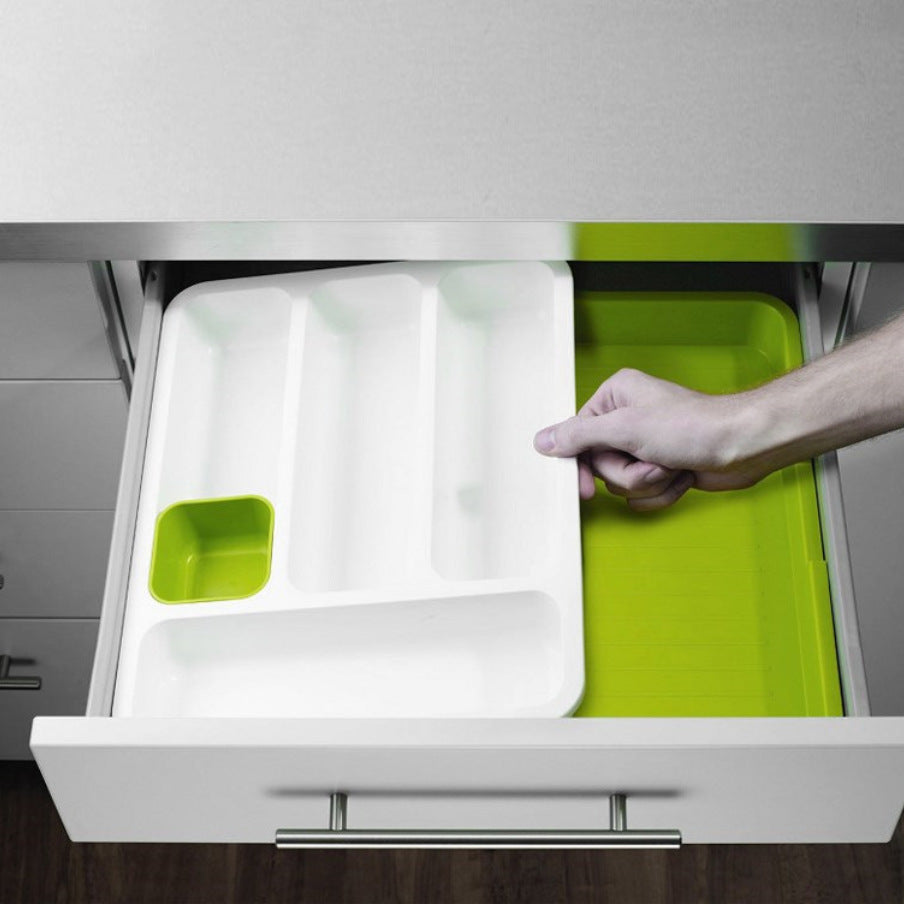 Retractable 2-Tier Plastic Kitchen Drawer Organizer