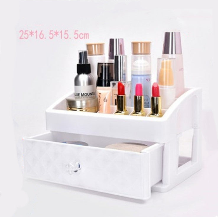 Cosmetic Storage Box with Drawer and Jewelry Organizer
