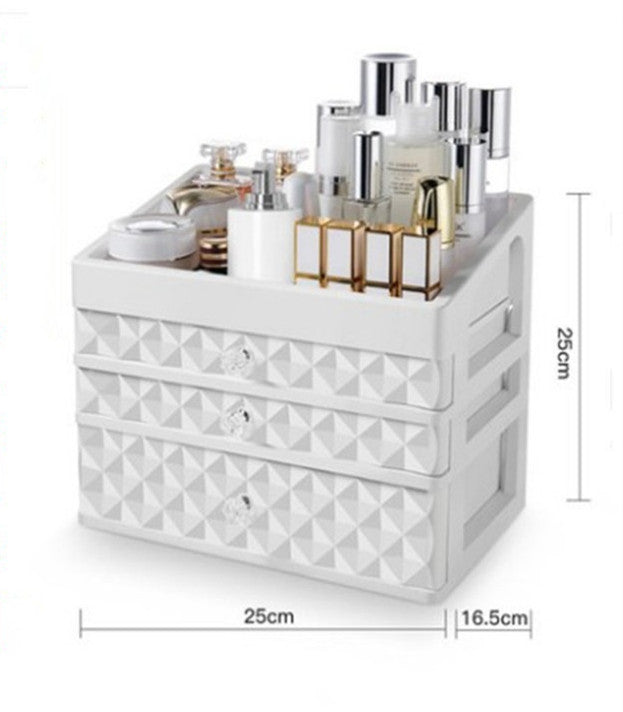Cosmetic Storage Box with Drawer and Jewelry Organizer