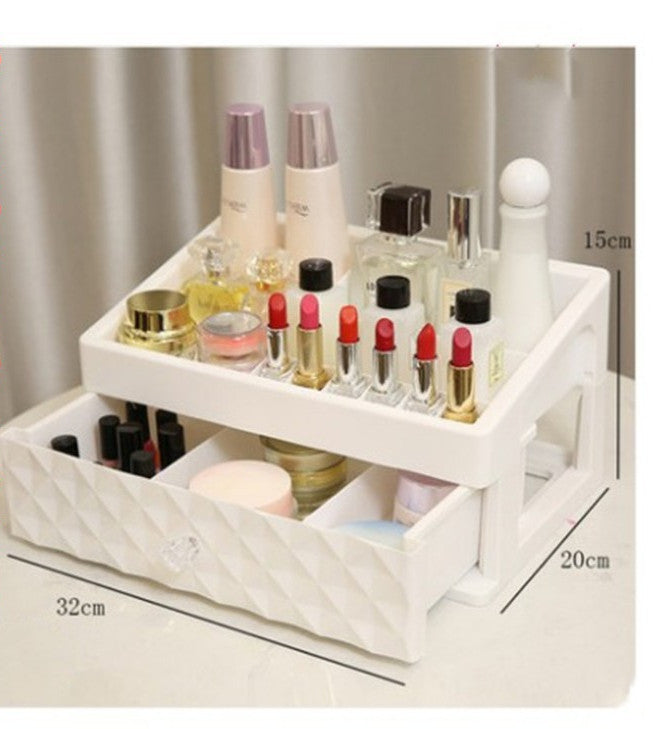 Cosmetic Storage Box with Drawer and Jewelry Organizer