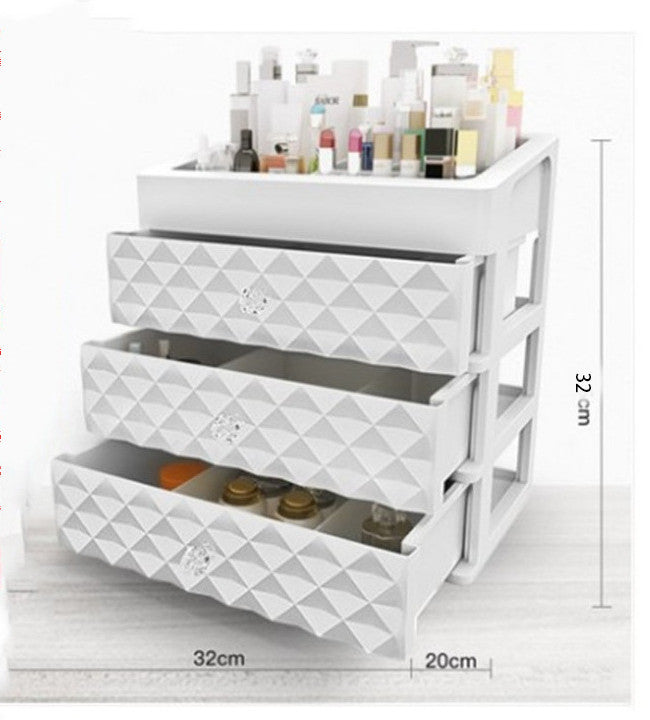 Cosmetic Storage Box with Drawer and Jewelry Organizer