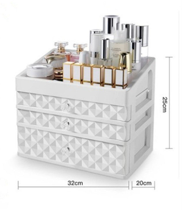 Cosmetic Storage Box with Drawer and Jewelry Organizer
