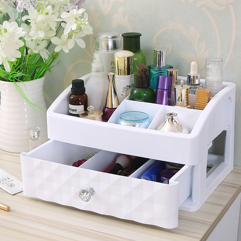 Cosmetic Storage Box with Drawer and Jewelry Organizer