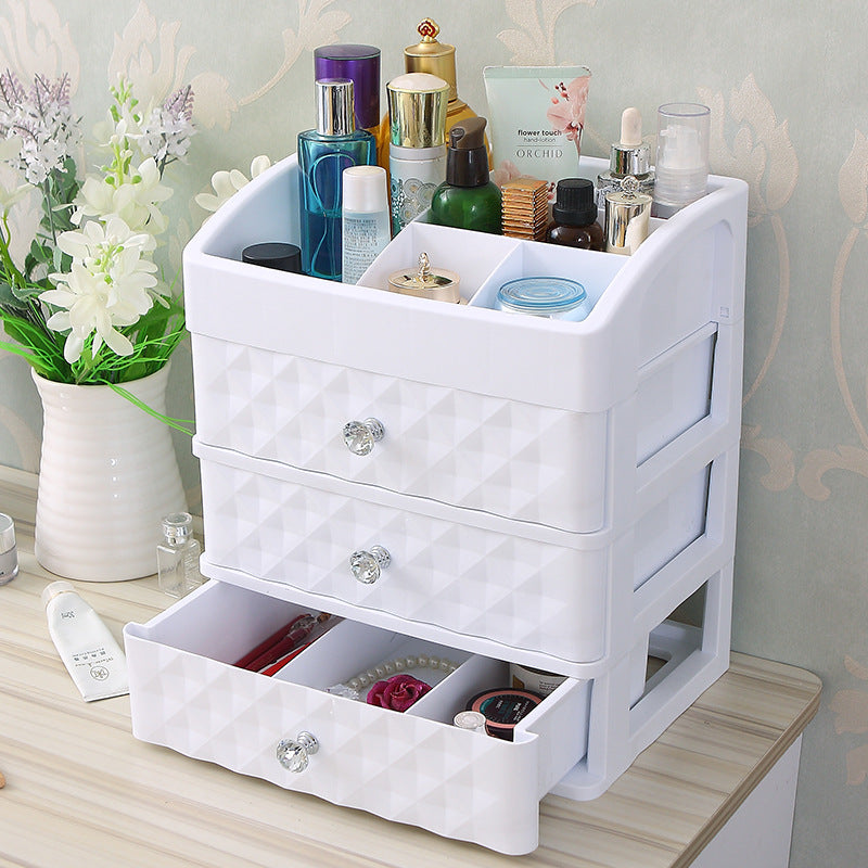 Cosmetic Storage Box with Drawer and Jewelry Organizer