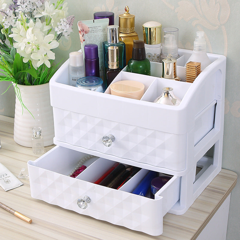 Cosmetic Storage Box with Drawer and Jewelry Organizer
