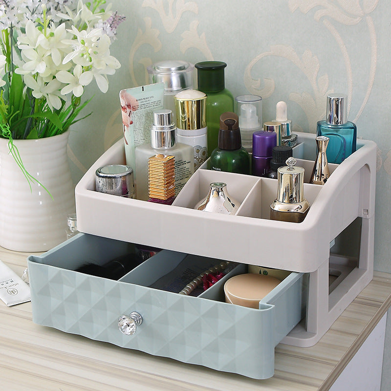 Cosmetic Storage Box with Drawer and Jewelry Organizer