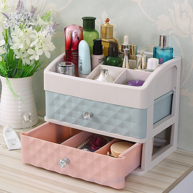 Cosmetic Storage Box with Drawer and Jewelry Organizer