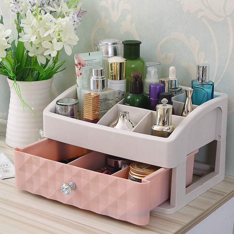 Cosmetic Storage Box with Drawer and Jewelry Organizer