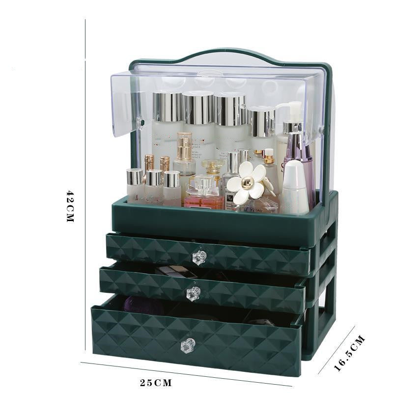 Cosmetic Storage Box with Drawer and Jewelry Organizer