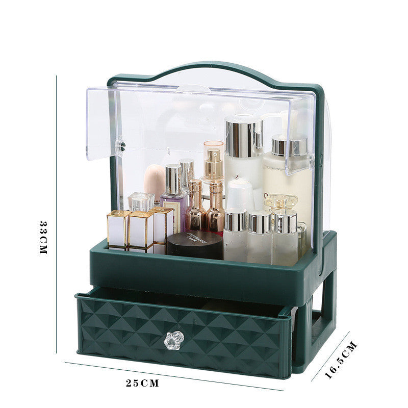 Cosmetic Storage Box with Drawer and Jewelry Organizer