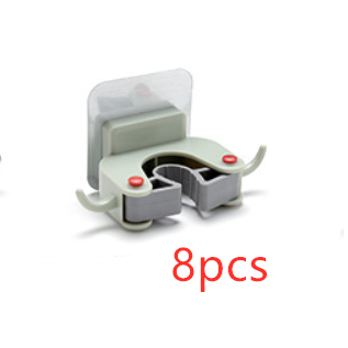 Nail-Free Wall Mount Mop and Broom Holder with Double Hooks