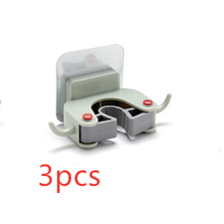 Nail-Free Wall Mount Mop and Broom Holder with Double Hooks