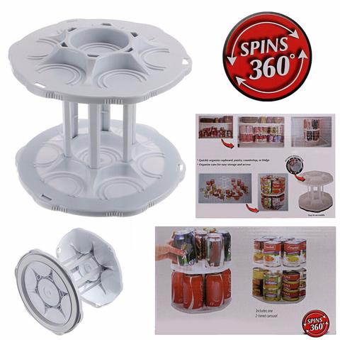 Can Carousel 2-Tier Rotating Kitchen Cabinet Organizer