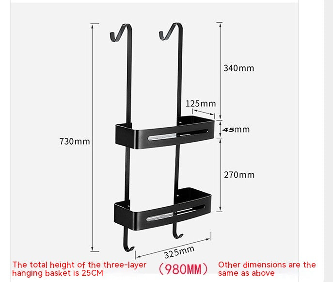 Aluminum Hanging Bathroom Shower Caddy Storage Organizer