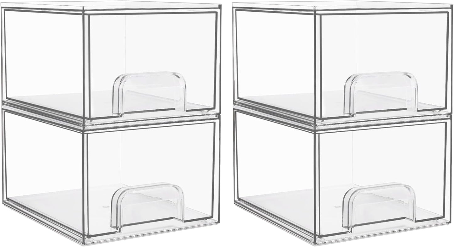 Clear Stackable Storage Drawers - Acrylic Makeup Organizer